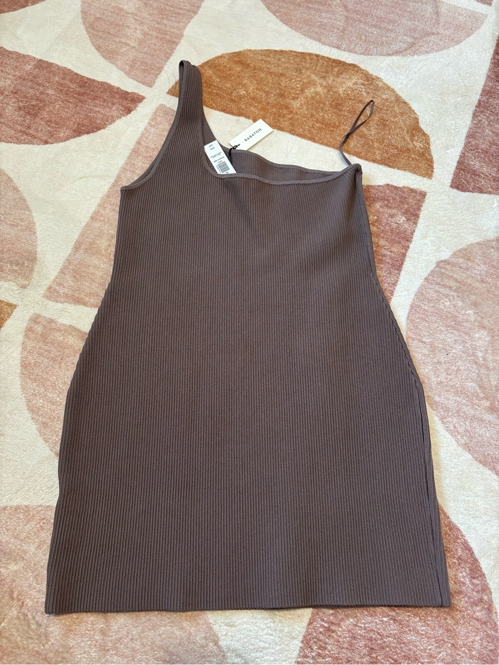 Babaton One-Shoulder Ribbed Dress in Deep Taupe - Picture 2 of 6